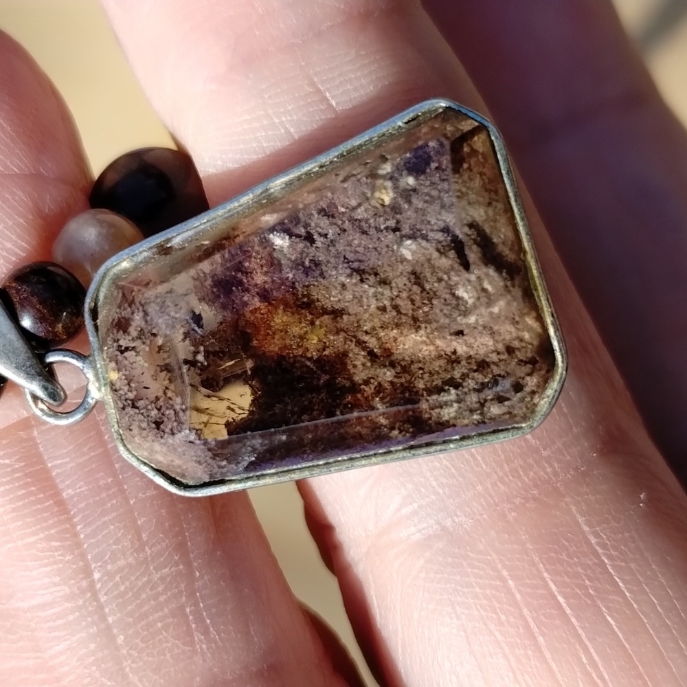 Evil Pawn Jewelry  OOAK Garden Quartz pendant / strawberry quartz amethyst .. - Picture 4 of 14